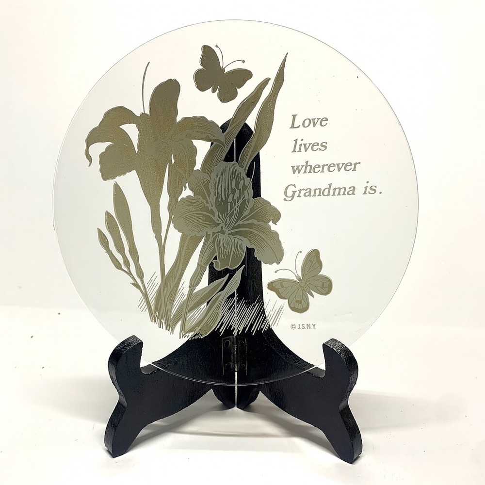 Rare HTF Vintage 1980s-90s Family Ties Grandma Acrylic Plate w/ Stand NIB